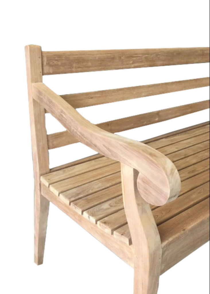 Gartenbank Teakholz massiv 150 cm – 3-Sitzer Holzbank wetterfest, Landhaus Gartenbank modern