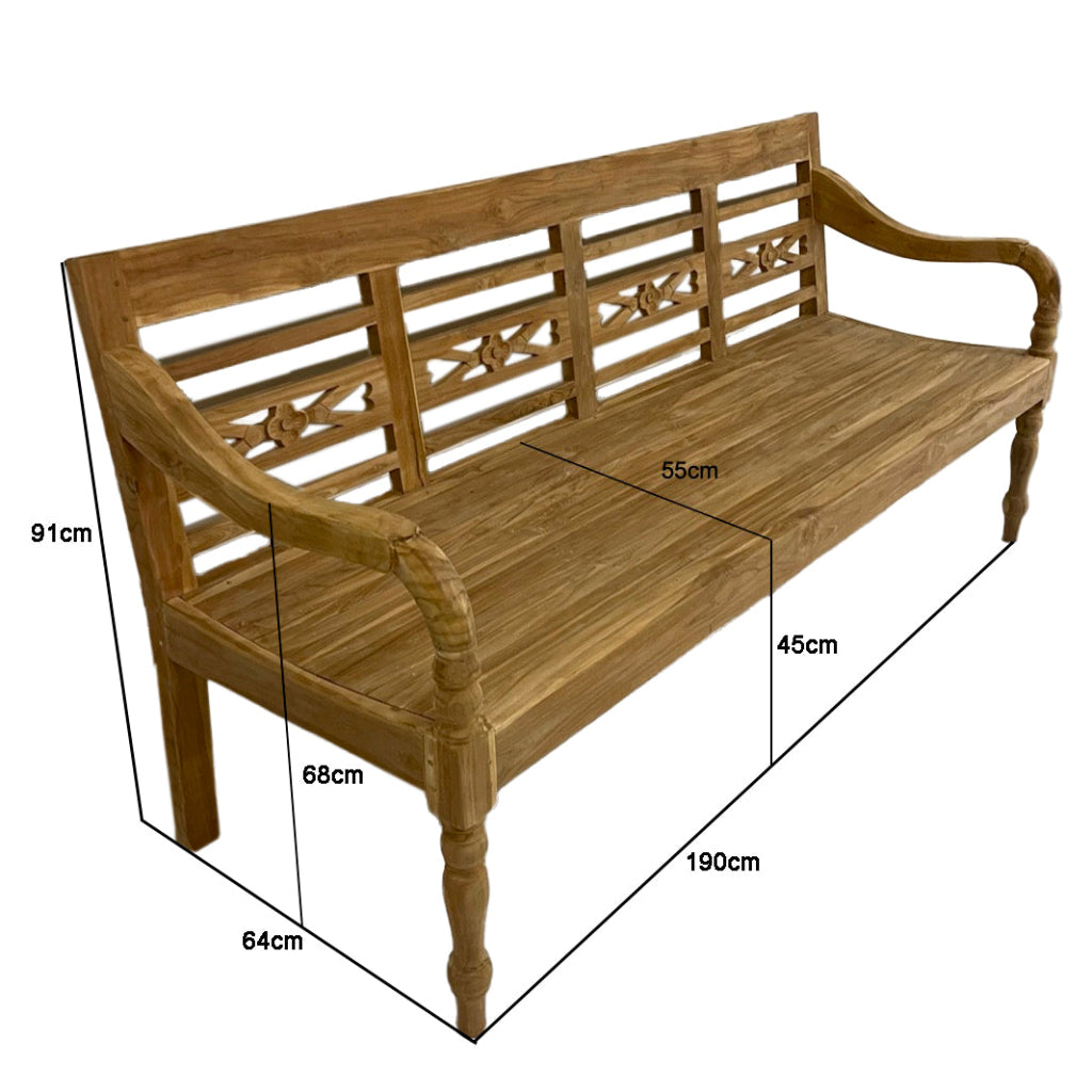 Große Gartenbank 190 cm aus Teakholz – Parkbank