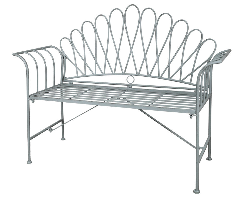 Hellblaue Metall Gartenbank LULU im Landhausstil B 124 cm