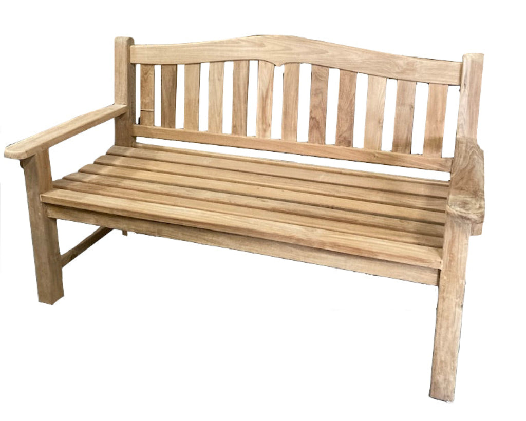 „Teakholz Gartenbank massiv 3-Sitzer 155 cm mit Rückenlehne und Armlehnen für Garten Terrasse Balkon“