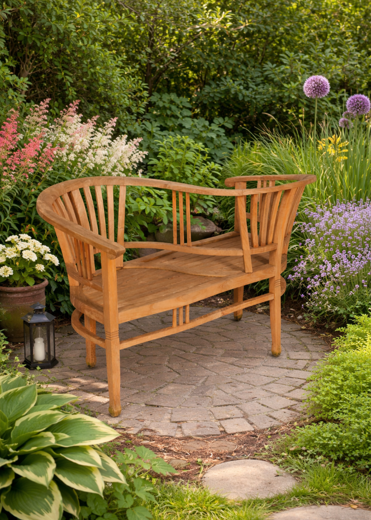 Tèta-a-Tète Gartenbank Aus Teakholz Für Zwei 124x70x85 cm Perfekt Für Garten Balkon Terrasse