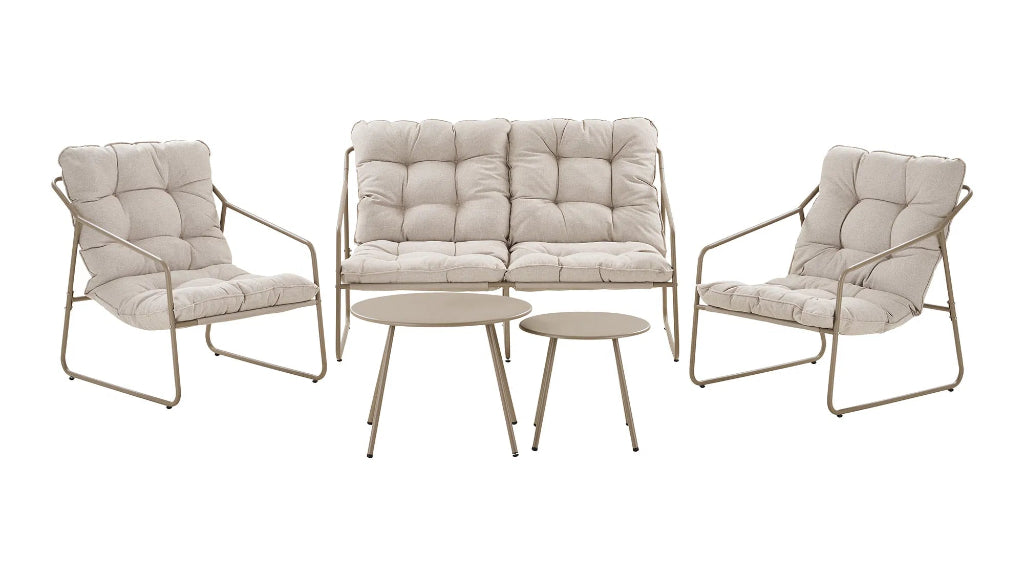 Gartenmöbel-Set 5 teilig modernes Design in beige-sand