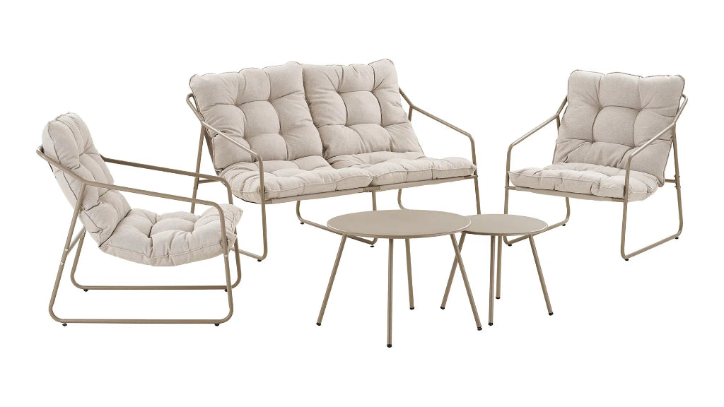 Gartenmöbel-Set 5 teilig modernes Design in beige-sand