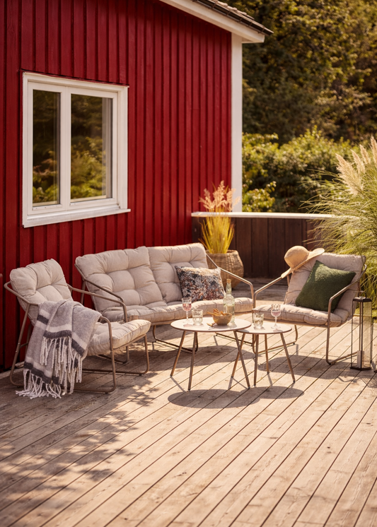 Gartenmöbel-Set 5 teilig modernes Design in beige-sand