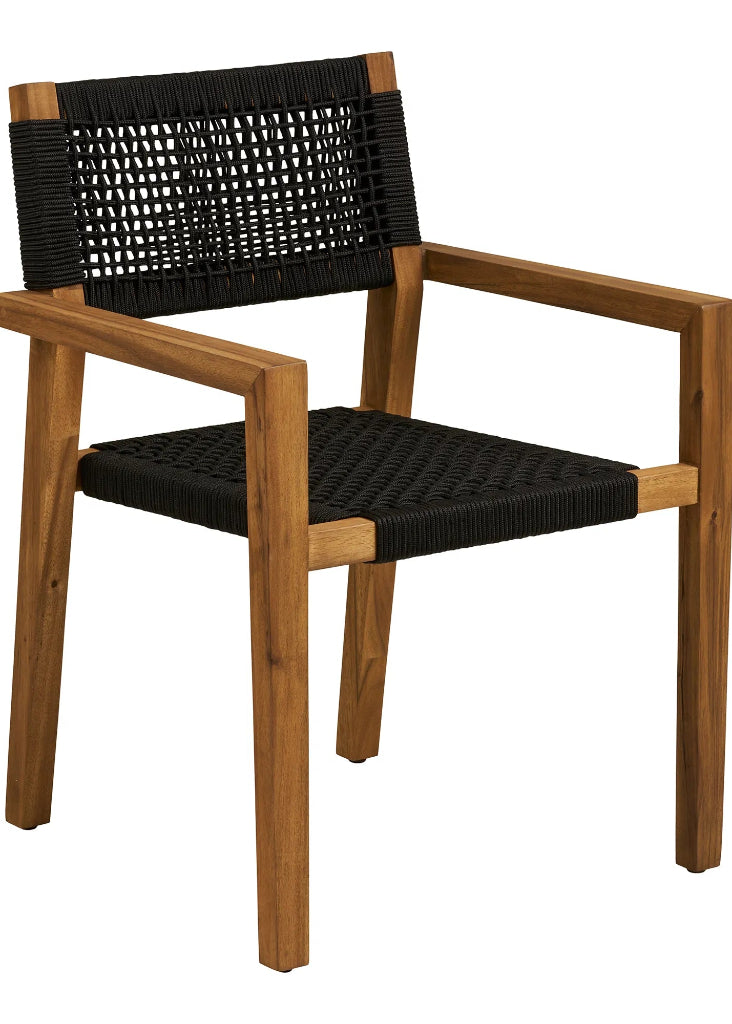 Gartenstuhl TOGO 2 Stück Holz schwarzes Seilgeflecht – Natürlich. Modern. Stilvoll.