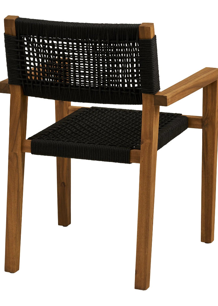 Gartenstuhl TOGO 2 Stück Holz schwarzes Seilgeflecht – Natürlich. Modern. Stilvoll.
