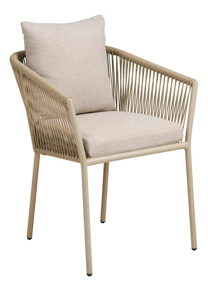 Gartenstuhl KIM 4er-Set – Modernes Design in Beige-Sand mit Kissen