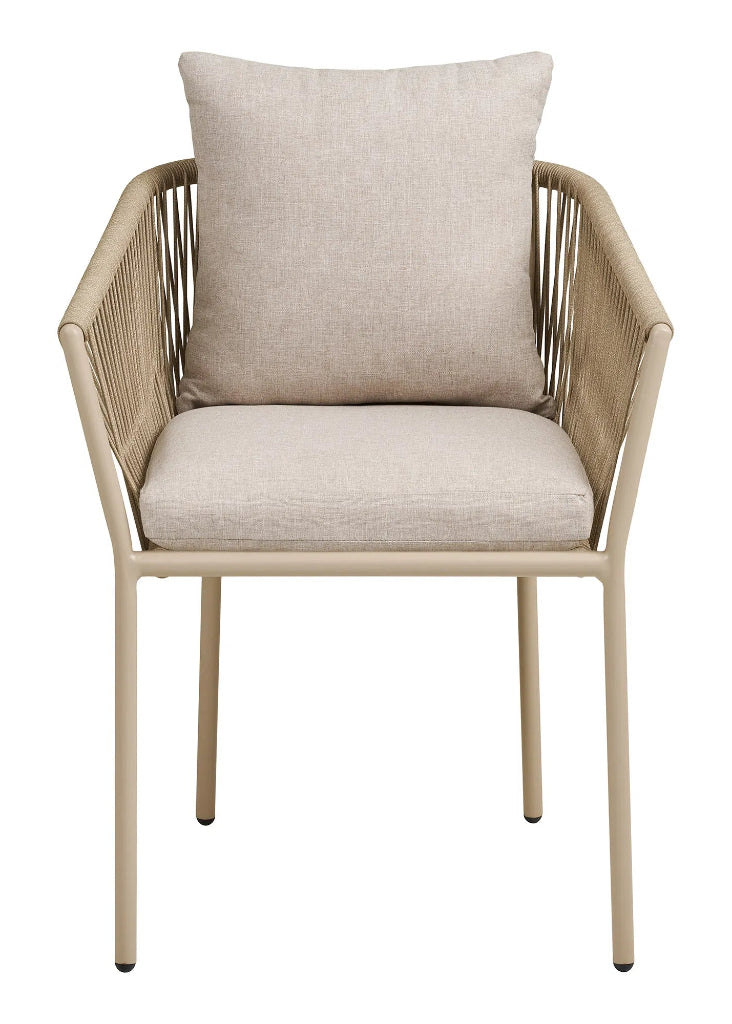 Gartenstuhl KIM 4er-Set – Modernes Design in Beige-Sand mit Kissen