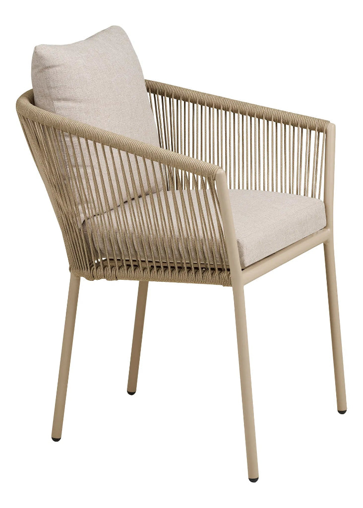 Gartenstuhl KIM 4er-Set – Modernes Design in Beige-Sand mit Kissen