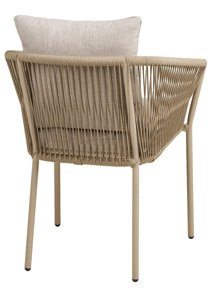Gartenstuhl KIM 4er-Set – Modernes Design in Beige-Sand mit Kissen
