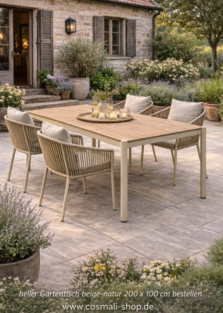 Gartenstuhl KIM 4er-Set – Modernes Design in Beige-Sand mit Kissen