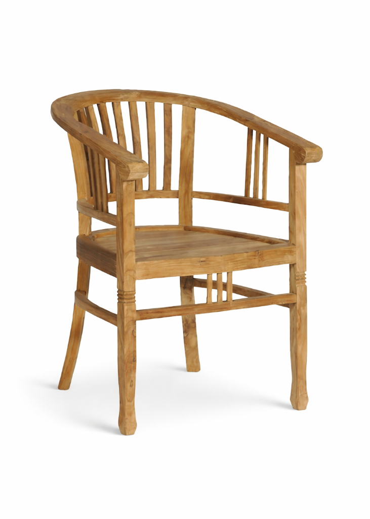 Gartenstuhl Teak Massivholz Landhausstil rund 60x60x85 cm unbehandelt ergonomischer Holzstuhl Terrasse Garten