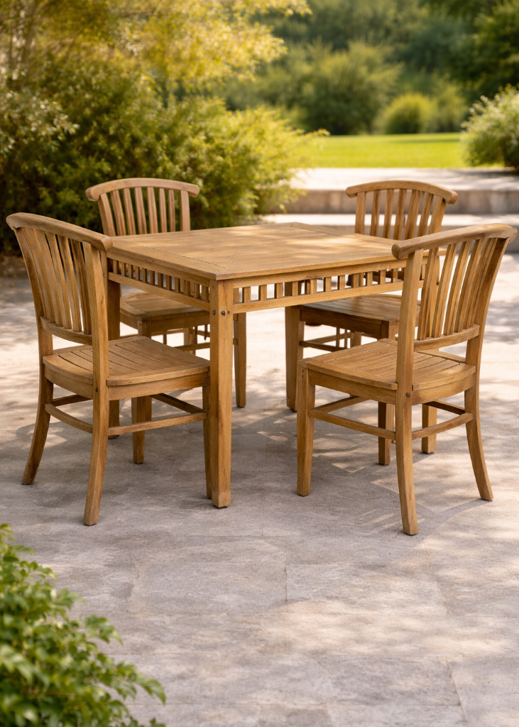 Anmutiger Gartenstuhl Holz 51x52x93 cm im modernen Landhausdesign ohne Armlehnen