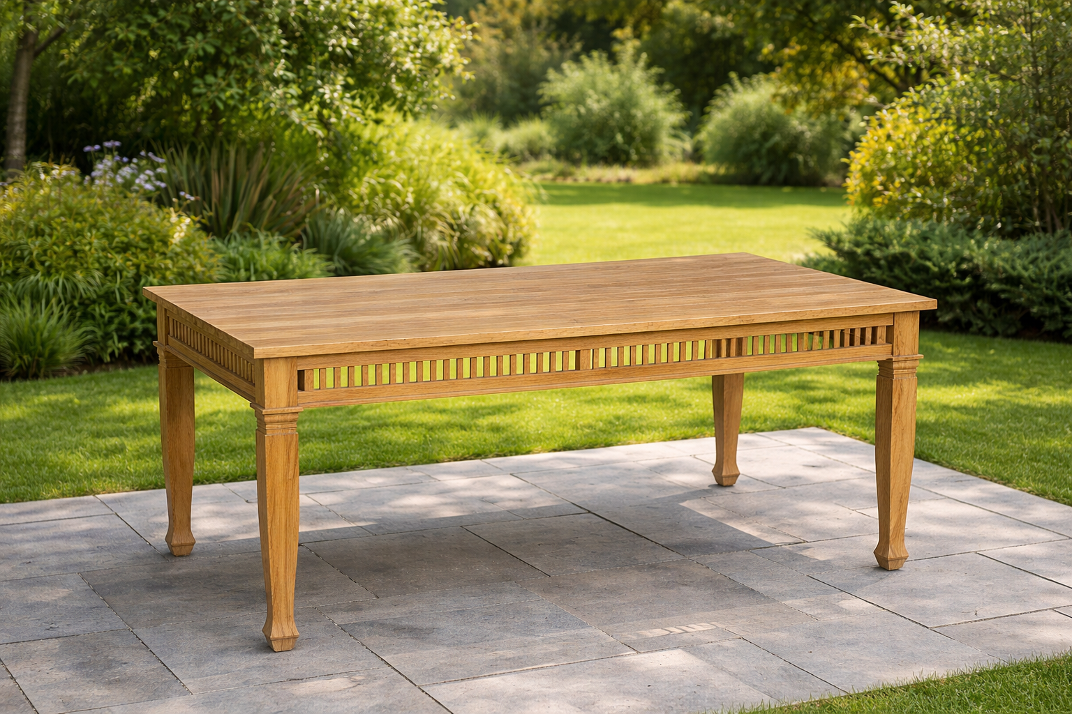 Outdoor Esstisch Massivholz 200 cm natur matt Landhaus Design