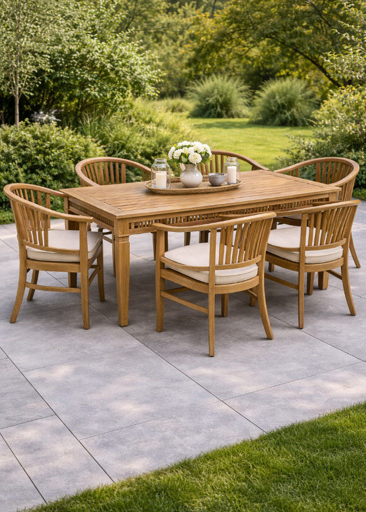 Gartentisch rechteckig 200x100 cm Massivholz Landhausstil Outdoor Terrasse