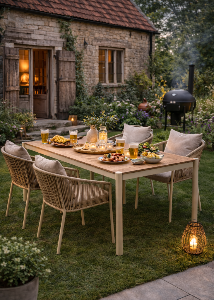 Moderner Gartentisch 200x100 cm – beige-natur - cosmali living