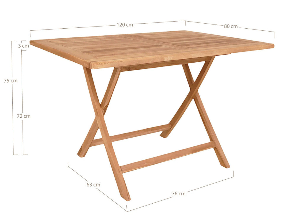 Gartentisch Landhausstil Teak 120x80 cm – Holz Esstisch natur