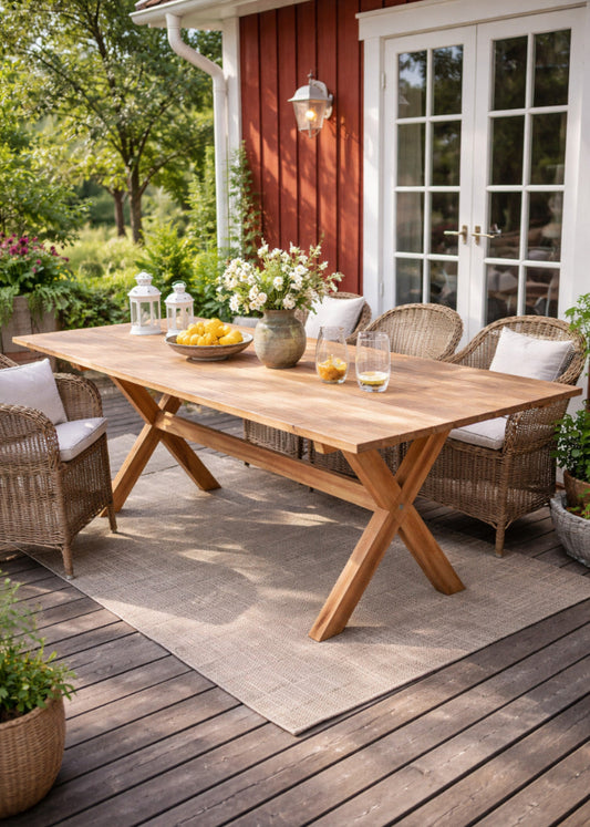 Recyclingholz Gartentisch Teakholz 200x90 cm - Landhaus Esstisch