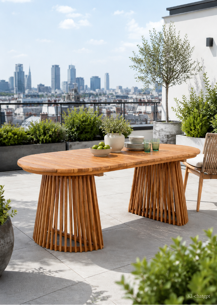 Moderner Gartentisch aus Teakholz 200 cm für Terrasse und Garten