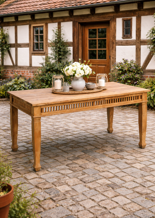 Landhaus Gartentisch Holz groß rechteckig stabil Terrasse Outdoor