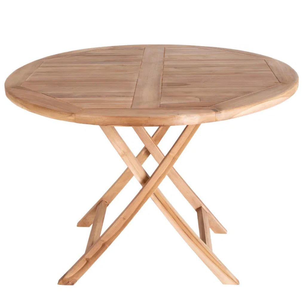 cosmali-living Gartentisch Teak rund Ø100 cm – massiv & montiert