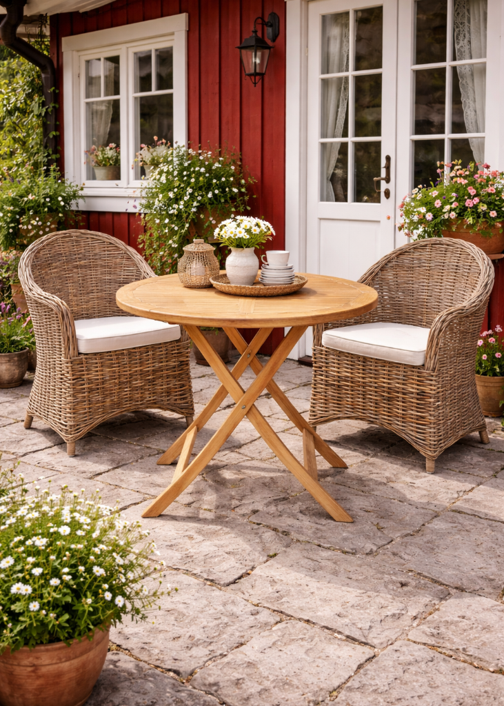 cosmali-living Gartentisch Teak rund Ø100 cm – massiv & montiert