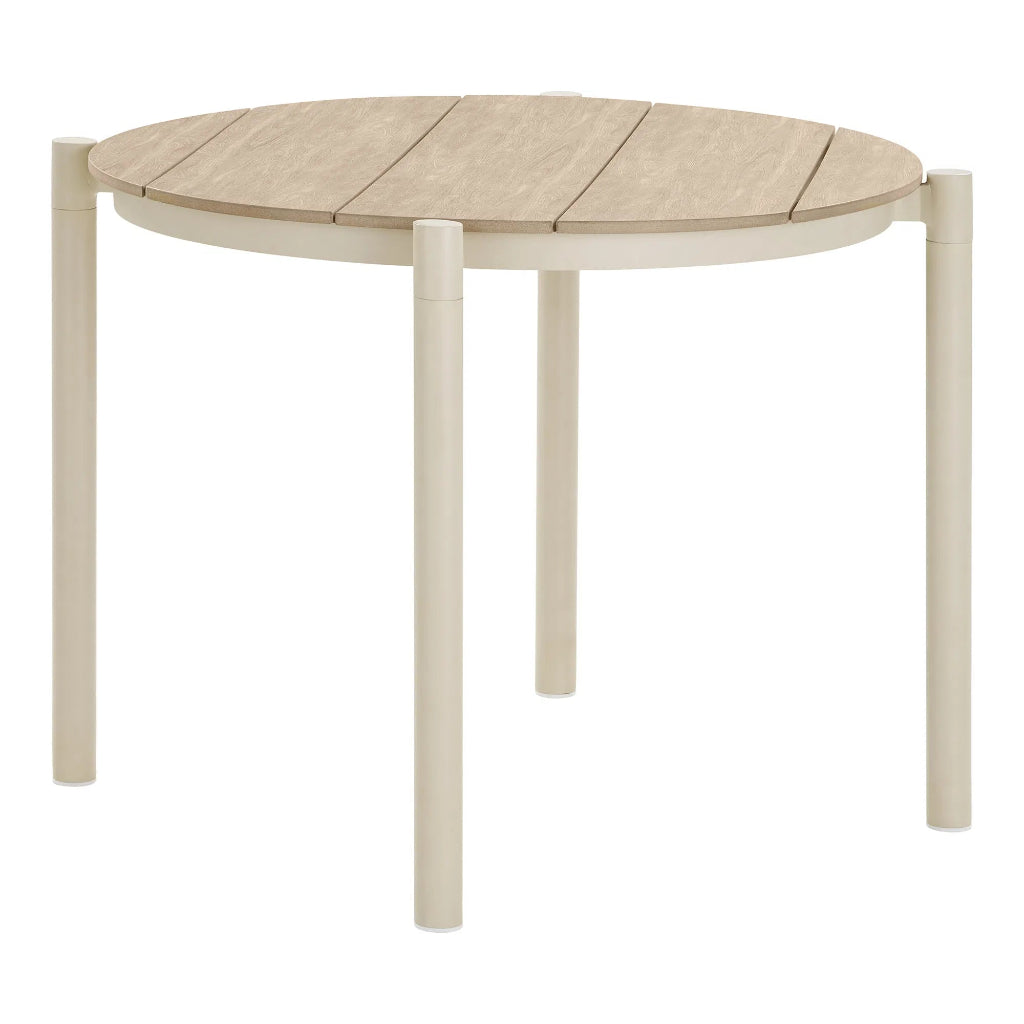 Moderner Gartentisch rund 90 cm – beige-natur - cosmali living