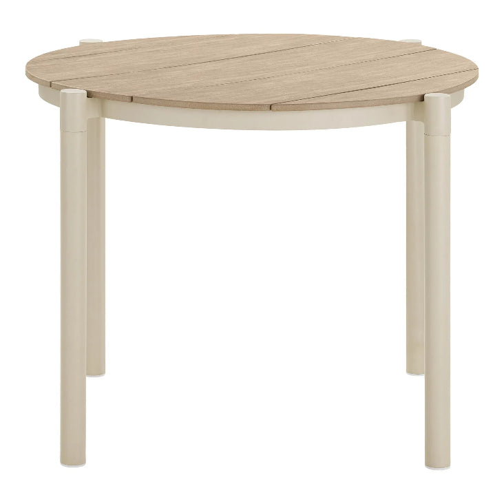 Moderner Gartentisch rund 90 cm – beige-natur - cosmali living
