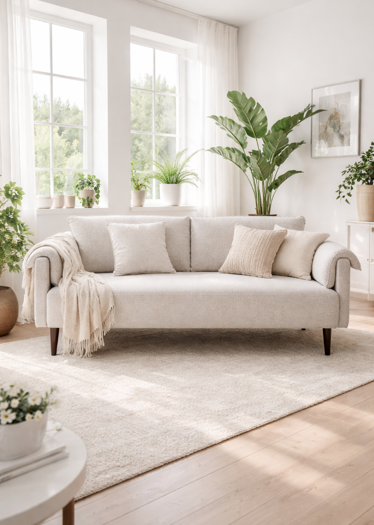 Modernes Sofa 3 Sitzer grau-weiß