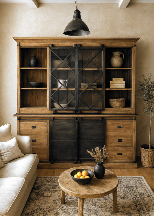 Große Landhaus Vitrine LANI Industrial - 200x220 cm