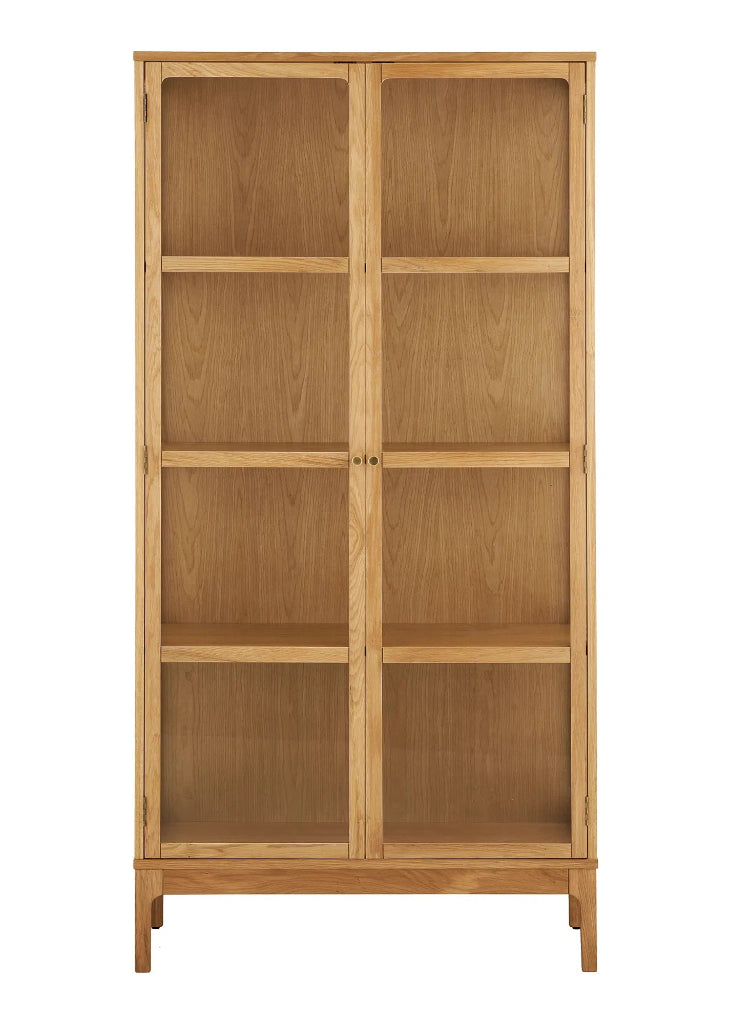 Große Vitrine ELI Holz Natur 90x40x180 cm Skandi-Landhaus Look