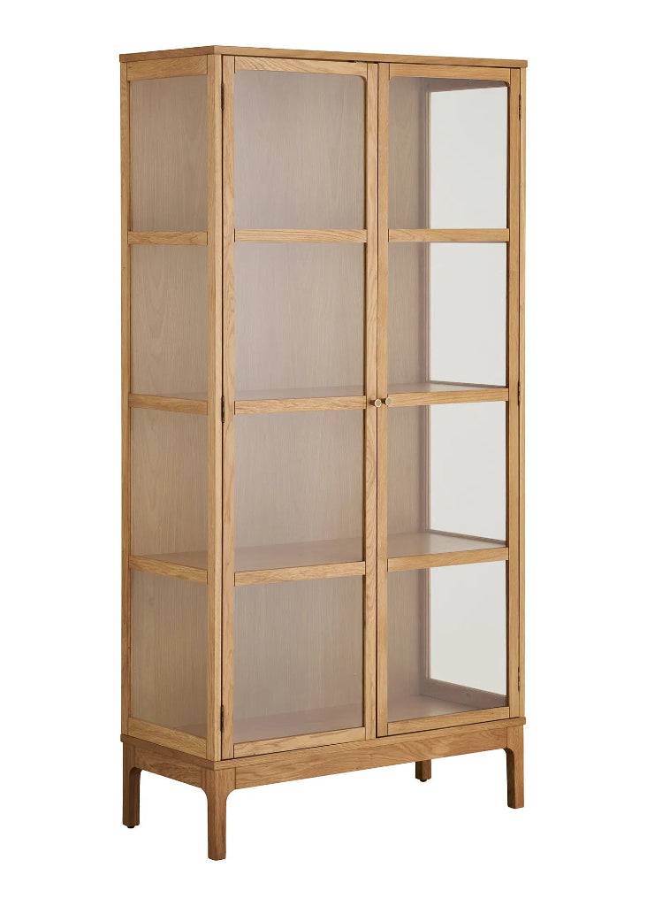 Große modern Vitrine ELI Holz Natur 90x40x180 cm