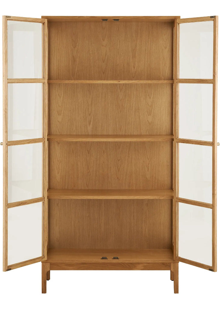 Große Vitrine ELI Holz Natur 90x40x180 cm elegant modern