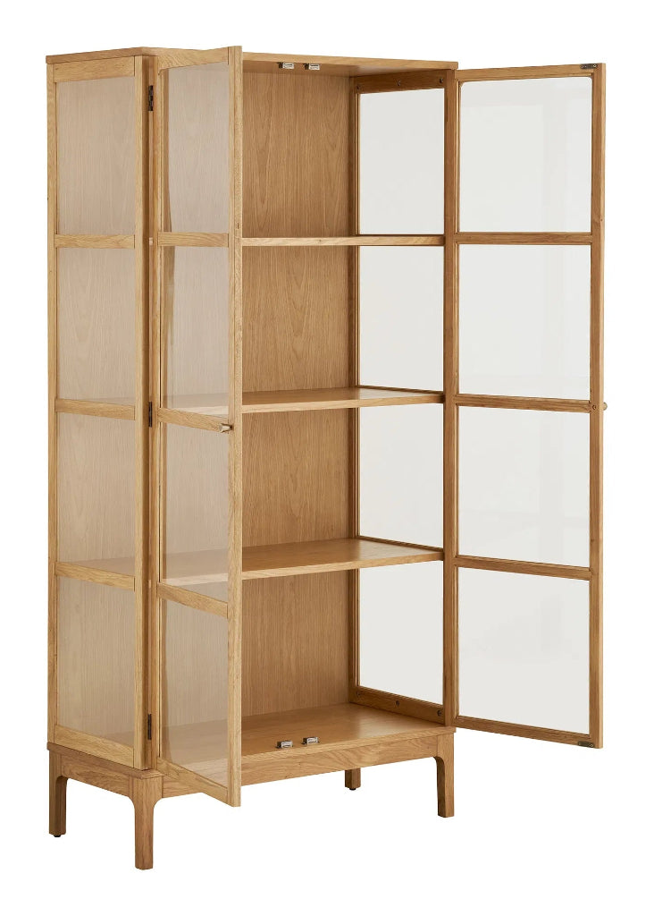 Große Vitrine ELI Holz Natur 90x40x180 cm, Glastüren