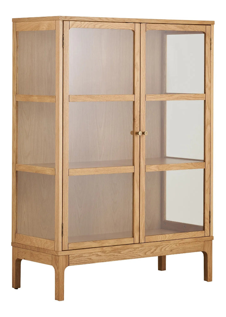 Moderne Holz Vitrine im nordischen Skandi-Landhaus Look