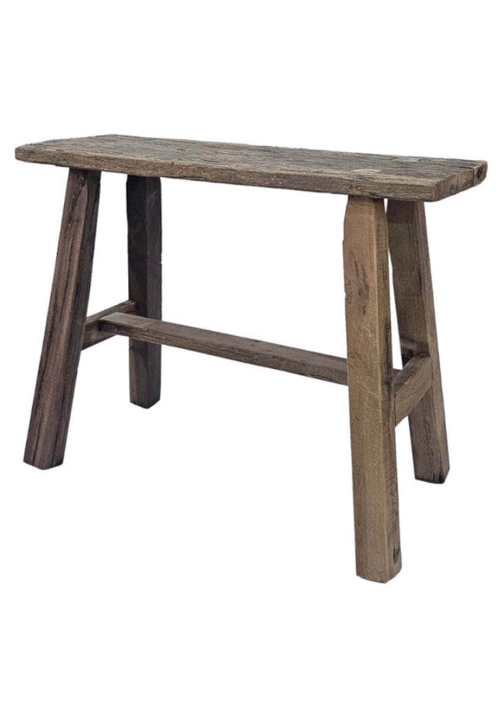 Hübscher Altholz Hocker eckig vintage