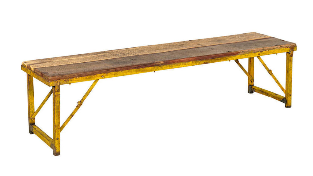 Industriedesign Bank B 183 cm gelb-natur