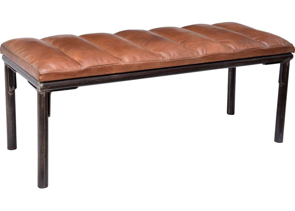 Industrielle Leder-Metallbank 120 cm