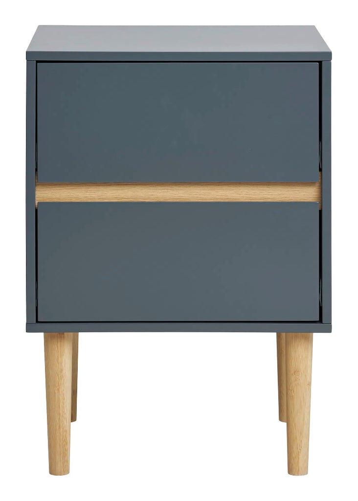 Beistelltisch, Nachtschrank dunkelgrau 2 Schubladen, modernes Design