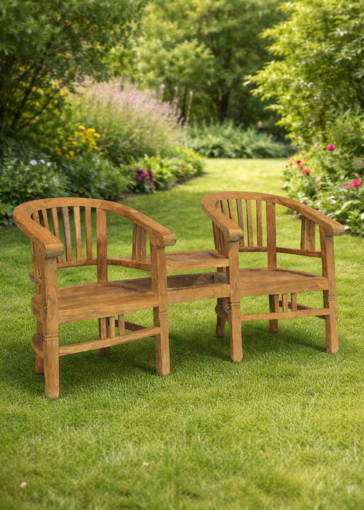 Lieblingsplatz für kleine Entdecker – Teakholz Loveseat mit Tisch