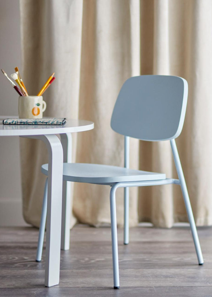Kinderstühle GESA 2er Set Blau - Holzstuhl mit Metallbeinen