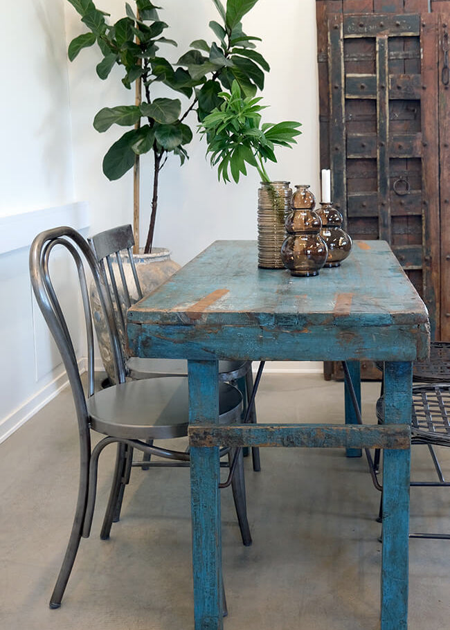 Kleiner blauer Esstisch 120 cm klappbar shabby chic