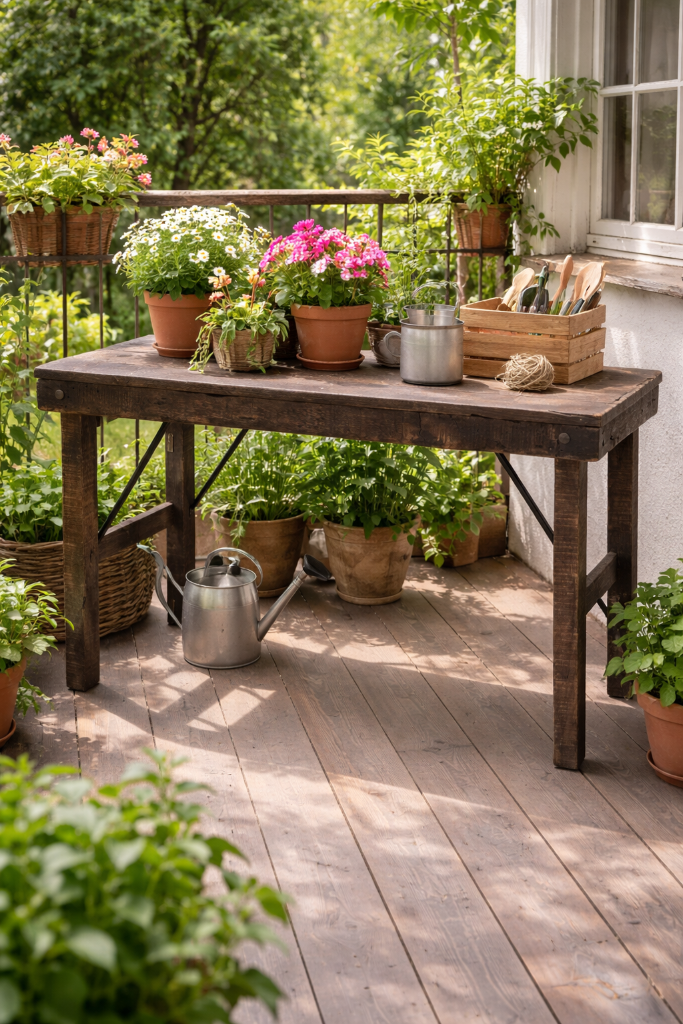 Altholz Konsolentisch B 120 cm Pflanztisch Terrasse und Balkon