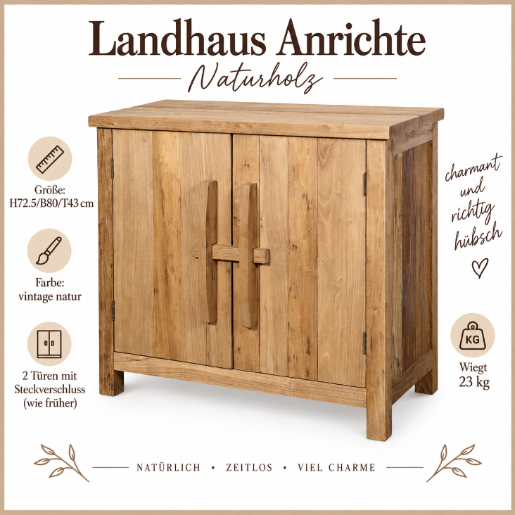 Kleiner Holzschrank JELLE mit geöffneter Tür und Stauraum für Bettwäsche, Decken und Wohntextilien