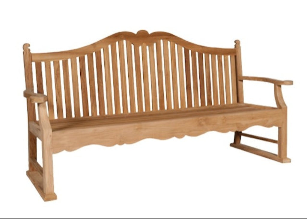 Große Teak Gartenbank 3 Sitzer mit hoher Rückenlehne massiv Holz wetterfest Landhausstil