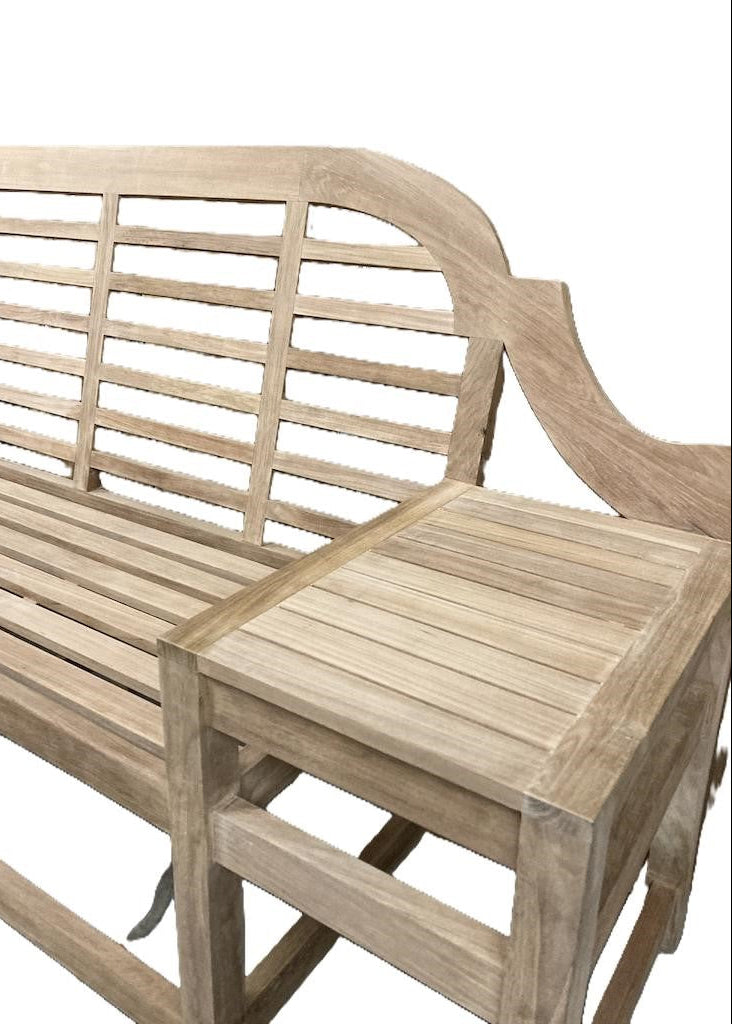 Gartenbank aus massivem Teakholz 228 cm mit Beistelltischen für Terrasse und Garten