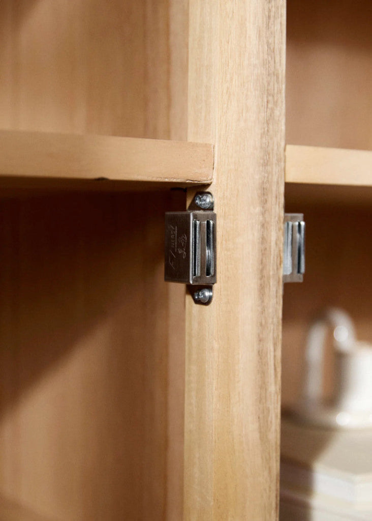 Landhaus Vitrine MAJA H 210 cm grau-natur - Skandi-Landhausmöbel