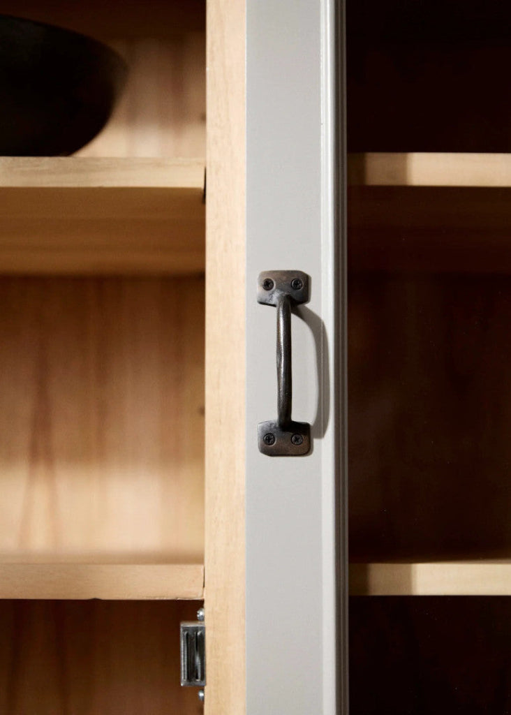 Landhaus Vitrine MAJA H 210 cm grau-natur - Skandi-Landhausmöbel