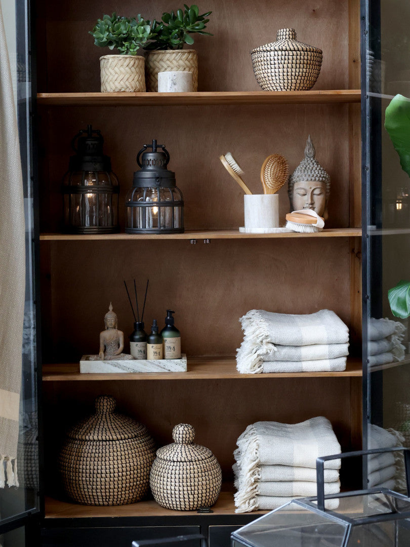 Landhaus Vitrine schwarz-natur H 195 cm - Vintage Shabby Chic