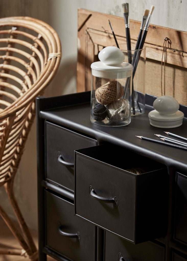 Metall Kommode mit acht Schubladen Industriedesign schwarz vintage